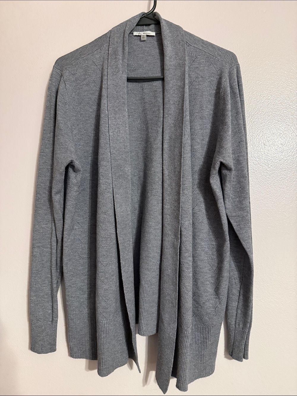 Milano Gray Open-Front Knit Cardigan
